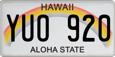 HI license plate YUO920