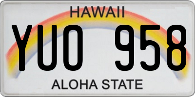 HI license plate YUO958