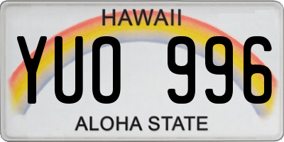 HI license plate YUO996