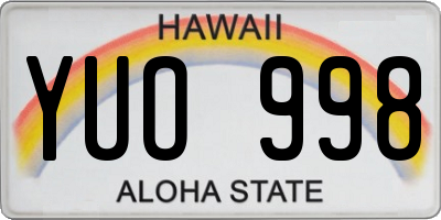 HI license plate YUO998