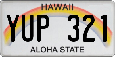 HI license plate YUP321