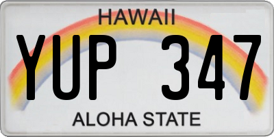 HI license plate YUP347