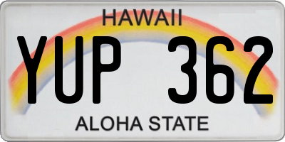 HI license plate YUP362
