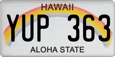 HI license plate YUP363