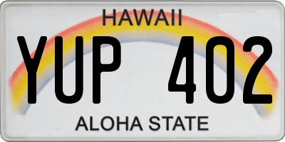 HI license plate YUP402