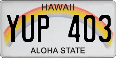 HI license plate YUP403
