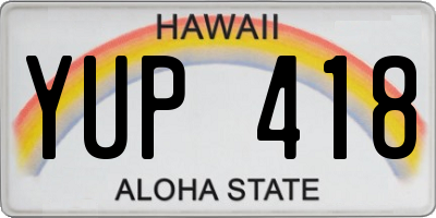 HI license plate YUP418