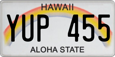 HI license plate YUP455