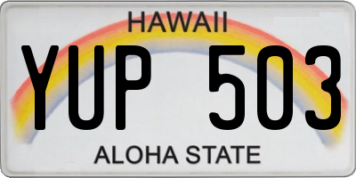 HI license plate YUP503