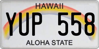 HI license plate YUP558