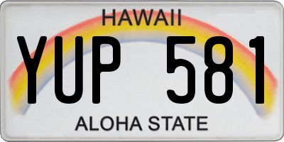 HI license plate YUP581
