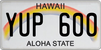 HI license plate YUP600