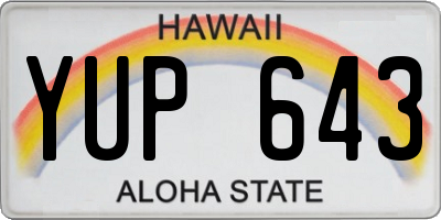 HI license plate YUP643