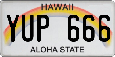 HI license plate YUP666