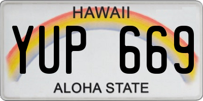 HI license plate YUP669