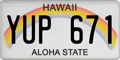 HI license plate YUP671