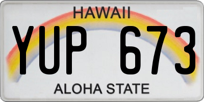 HI license plate YUP673