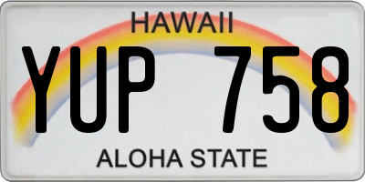 HI license plate YUP758