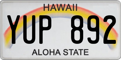 HI license plate YUP892
