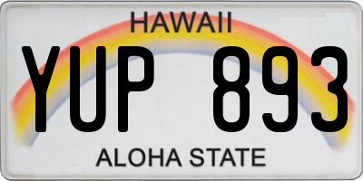 HI license plate YUP893