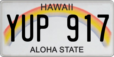 HI license plate YUP917