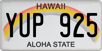 HI license plate YUP925