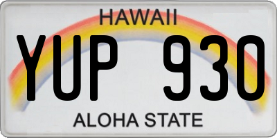 HI license plate YUP930