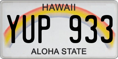 HI license plate YUP933