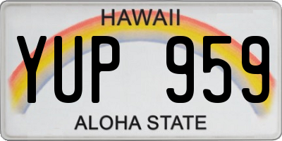 HI license plate YUP959