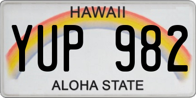 HI license plate YUP982