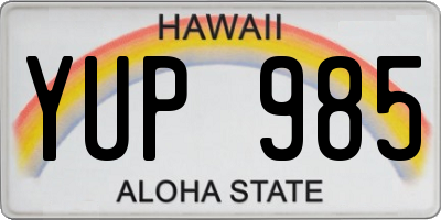 HI license plate YUP985