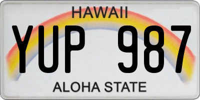HI license plate YUP987