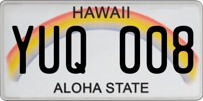 HI license plate YUQ008
