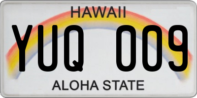 HI license plate YUQ009