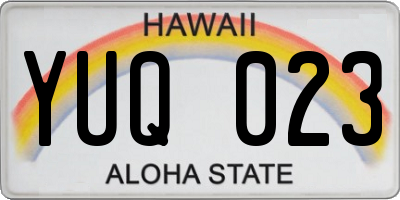 HI license plate YUQ023