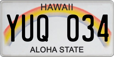 HI license plate YUQ034