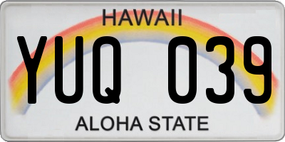 HI license plate YUQ039