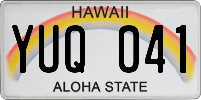 HI license plate YUQ041