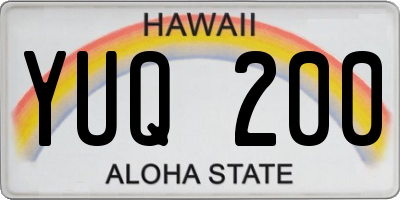 HI license plate YUQ200