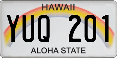 HI license plate YUQ201