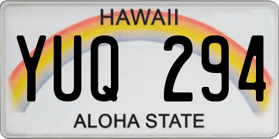 HI license plate YUQ294