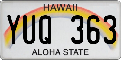 HI license plate YUQ363