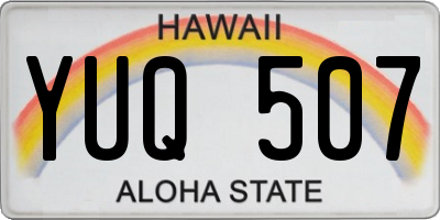 HI license plate YUQ507