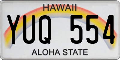 HI license plate YUQ554