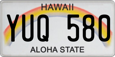 HI license plate YUQ580