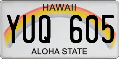 HI license plate YUQ605