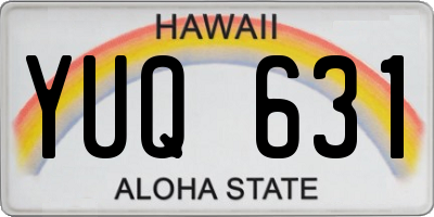 HI license plate YUQ631