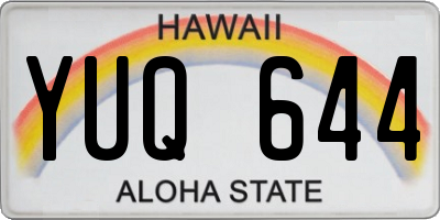 HI license plate YUQ644