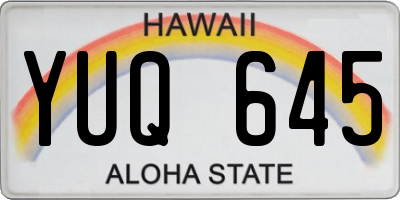 HI license plate YUQ645