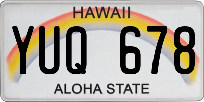 HI license plate YUQ678